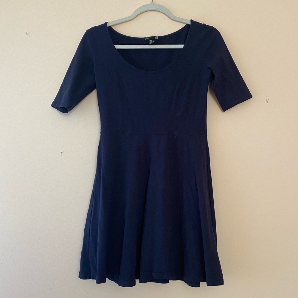 H&M Stretchy Cotton Dress | S | Navy